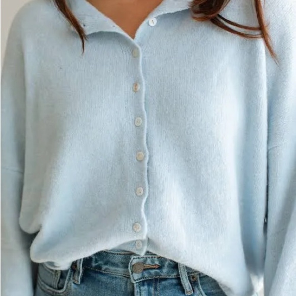 Carly Jean Los Angeles Light Blue Ellie Cardigan
